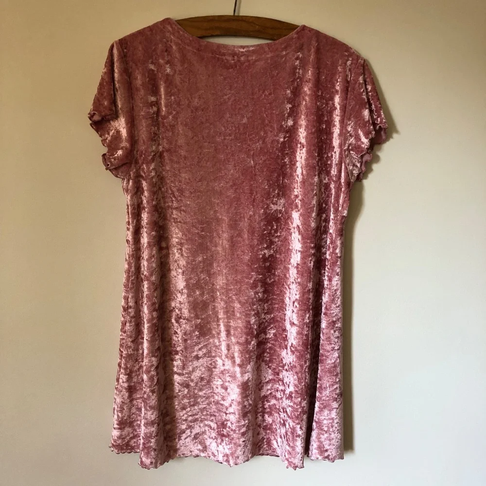 Vintage 1990s Pink Crushed Velvet Mini Nightshirt Victoria's Secret Gold Label - Picture 5 of 7